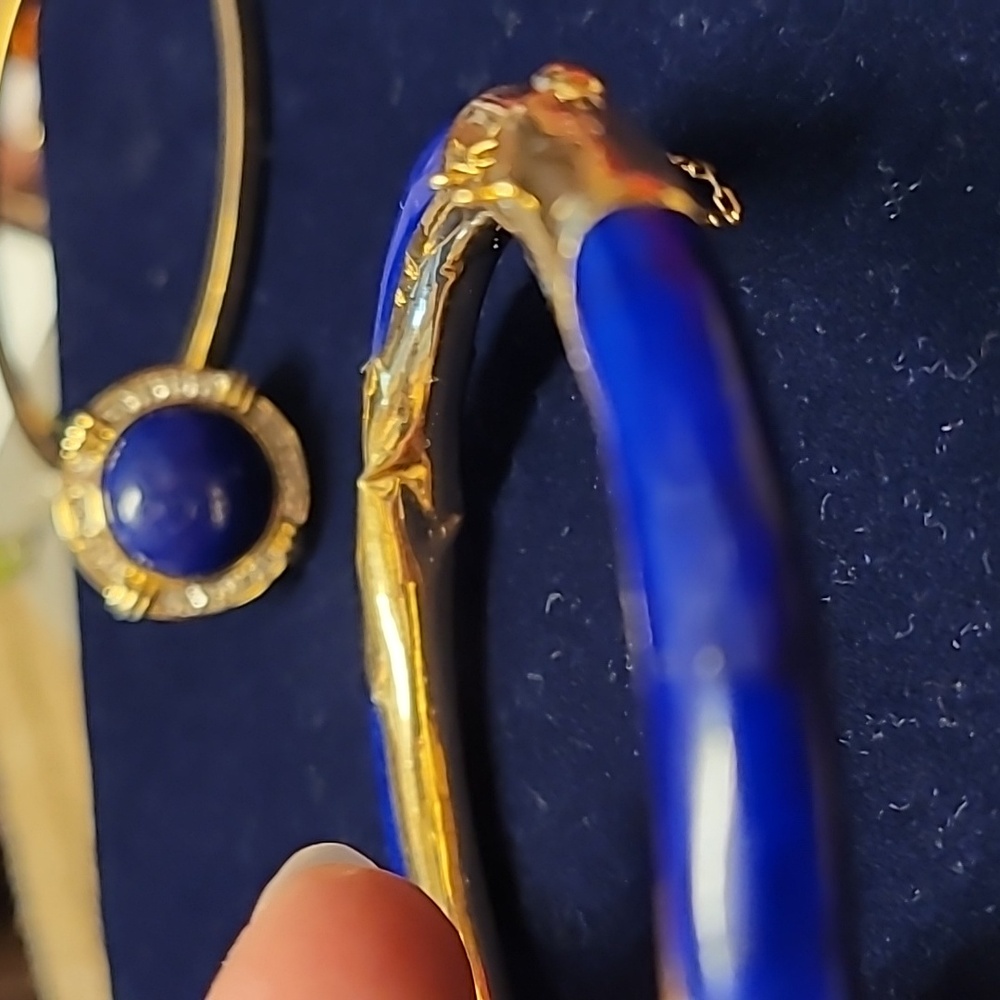 14k Vintage Blue Lapis Lazuli and Gold Bracelet - Picture 6 of 6